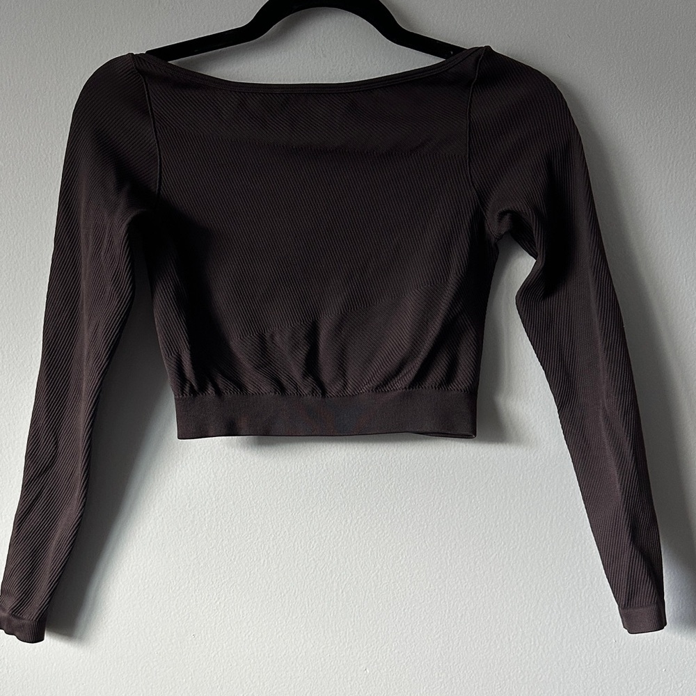 Superdry Charcoal Long Sleeve Crop Top, EUC, Size 4